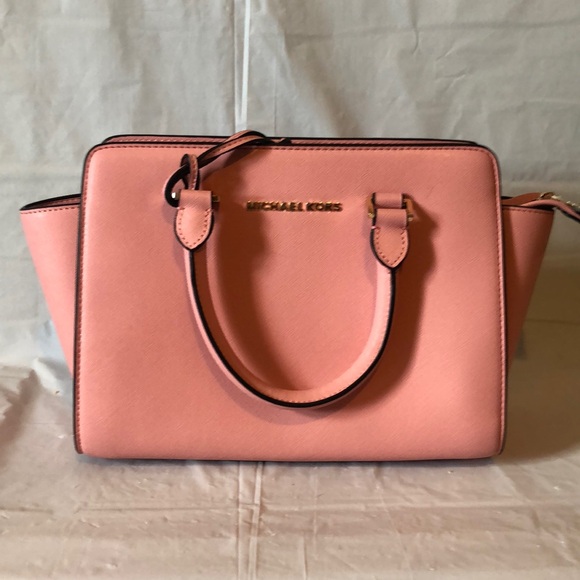 MICHAEL Michael Kors Handbags - MK Sheila med faux saffiano leather satchel in a great pink shade - new!!